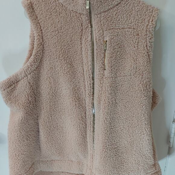 Calvin Klein Pink Faux Fur Zip Vest 1X Plus Size Angelcore Balletcore Mobwife - Picture 6 of 13
